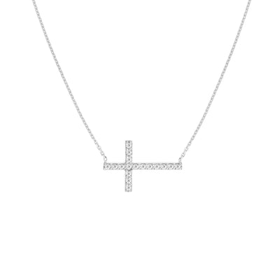 Sideways Cross Necklace with 1/5tcw Diamond