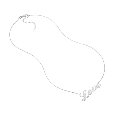 Plated Sterling Silver Script Love Necklace