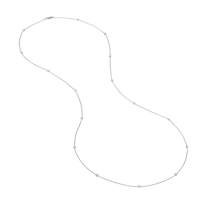 Sterling Silver CZ Bezel Station Long Necklace