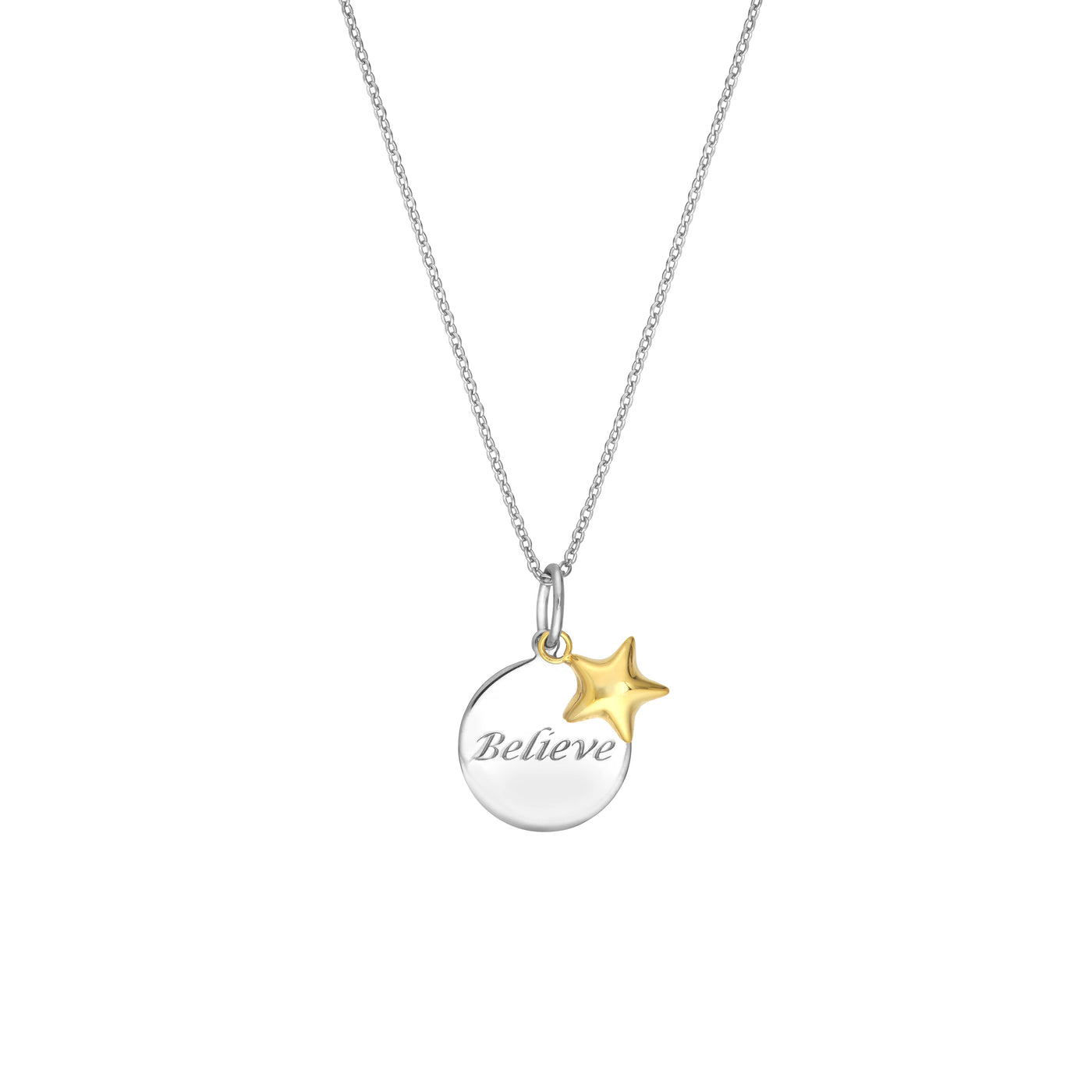 Believe Disk Necklace with Star