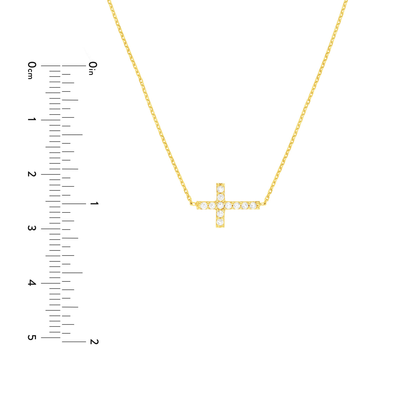 Sideways Mini CZ Cross Adjustable Necklace