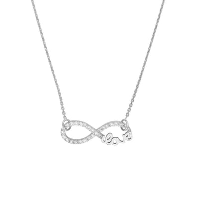 Plated Sterling Silver CZ Infinity Love Necklace