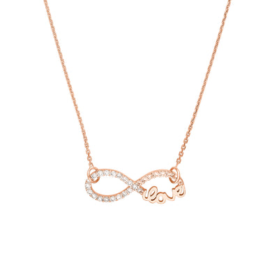 Plated Sterling Silver CZ Infinity Love Necklace