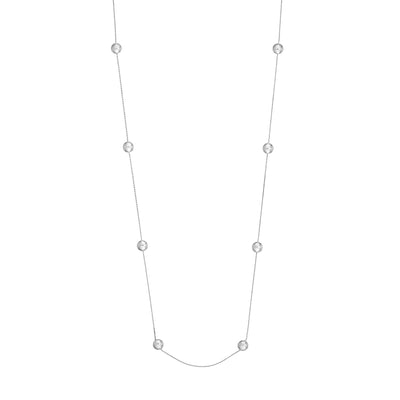 Sterling Silver Polished Bead Station Long Necklace