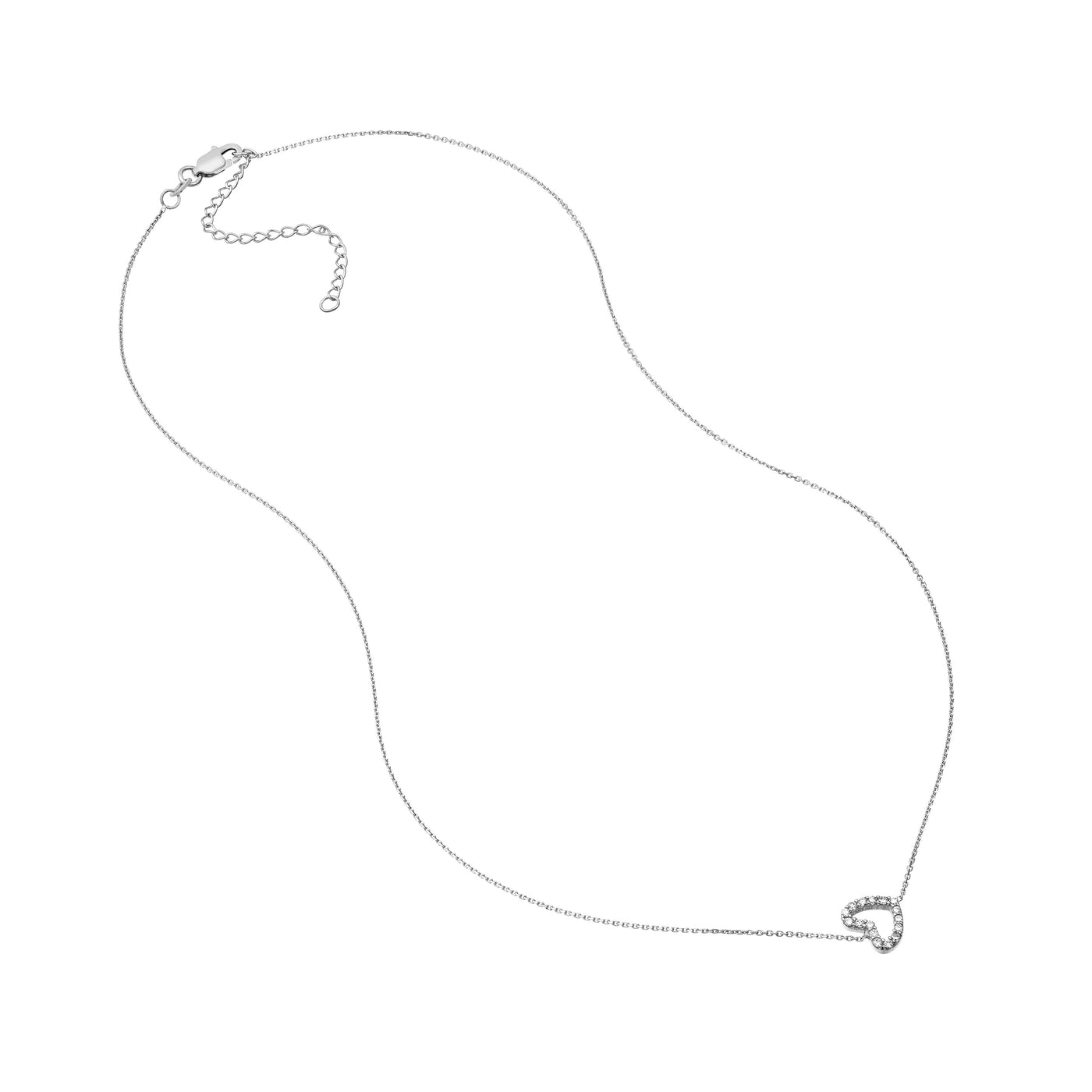 Sideways Mini CZ Heart Adjustable Necklace