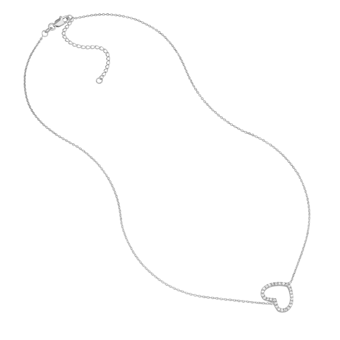 Plated Sterling Silver Sideways Heart Necklace