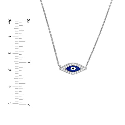 Sterling Silver CZ Evil Eye Necklace