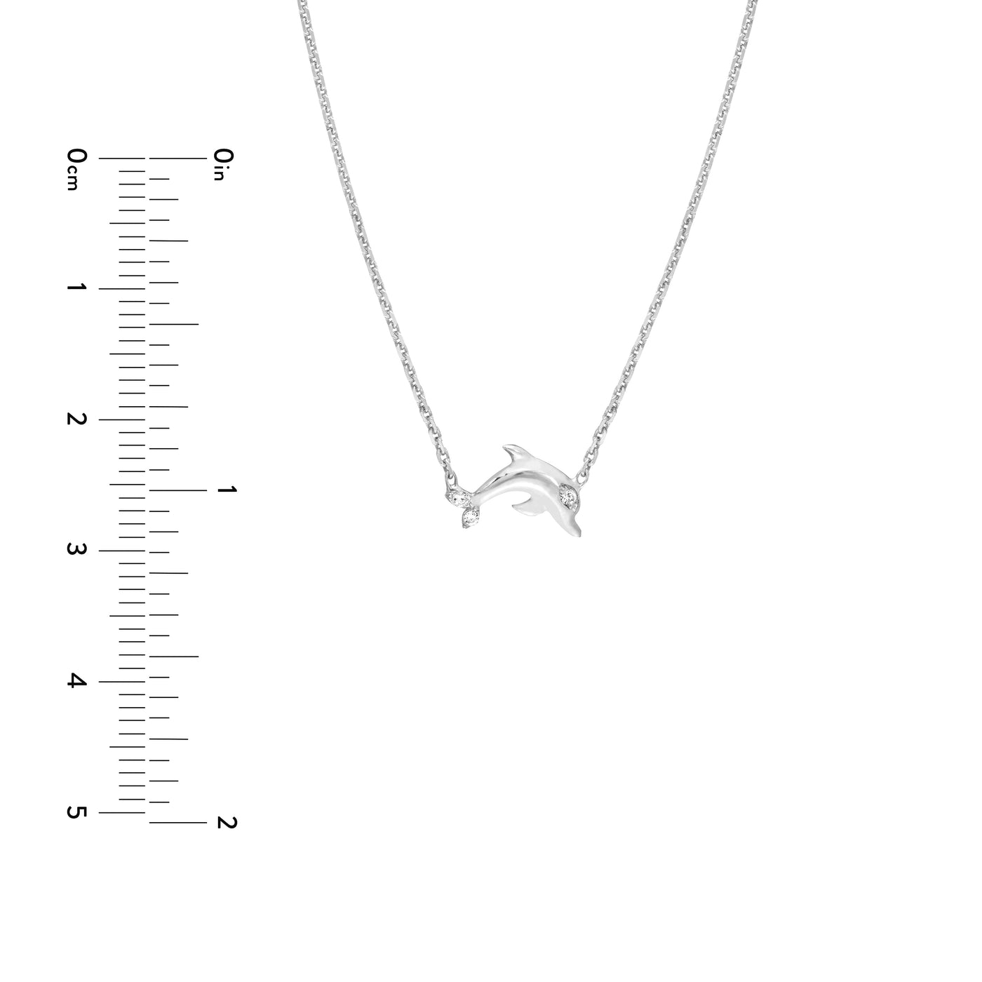 Plated Sterling Silver Mini CZ Dolphin Necklace