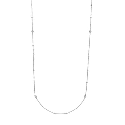 Sterling Silver D/C Bead and Mini Bead Long Necklace