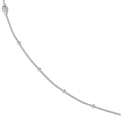 Sterling Silver D/C Bead and Mini Bead Long Necklace