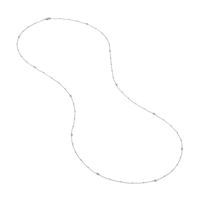 Sterling Silver D/C Bead and Mini Bead Long Necklace