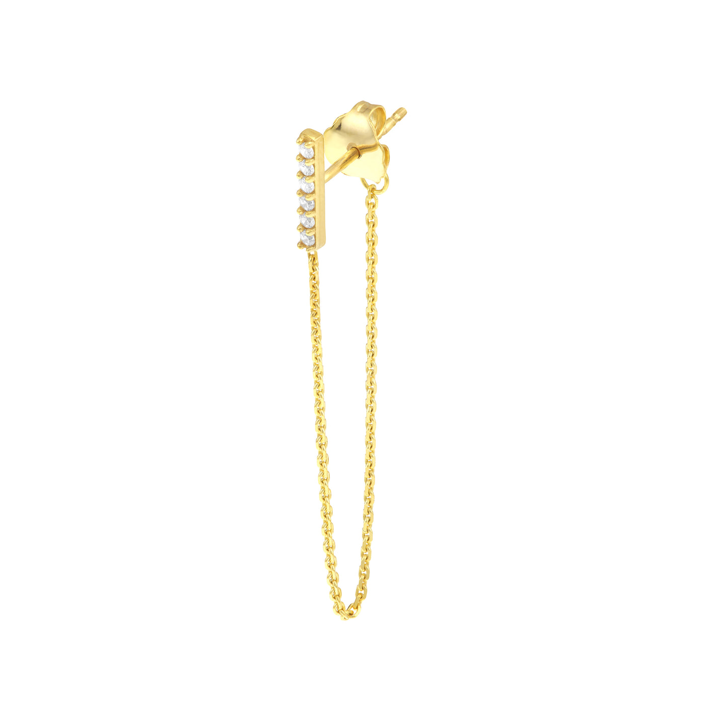 Front to Back CZ Staple Bar Earrings