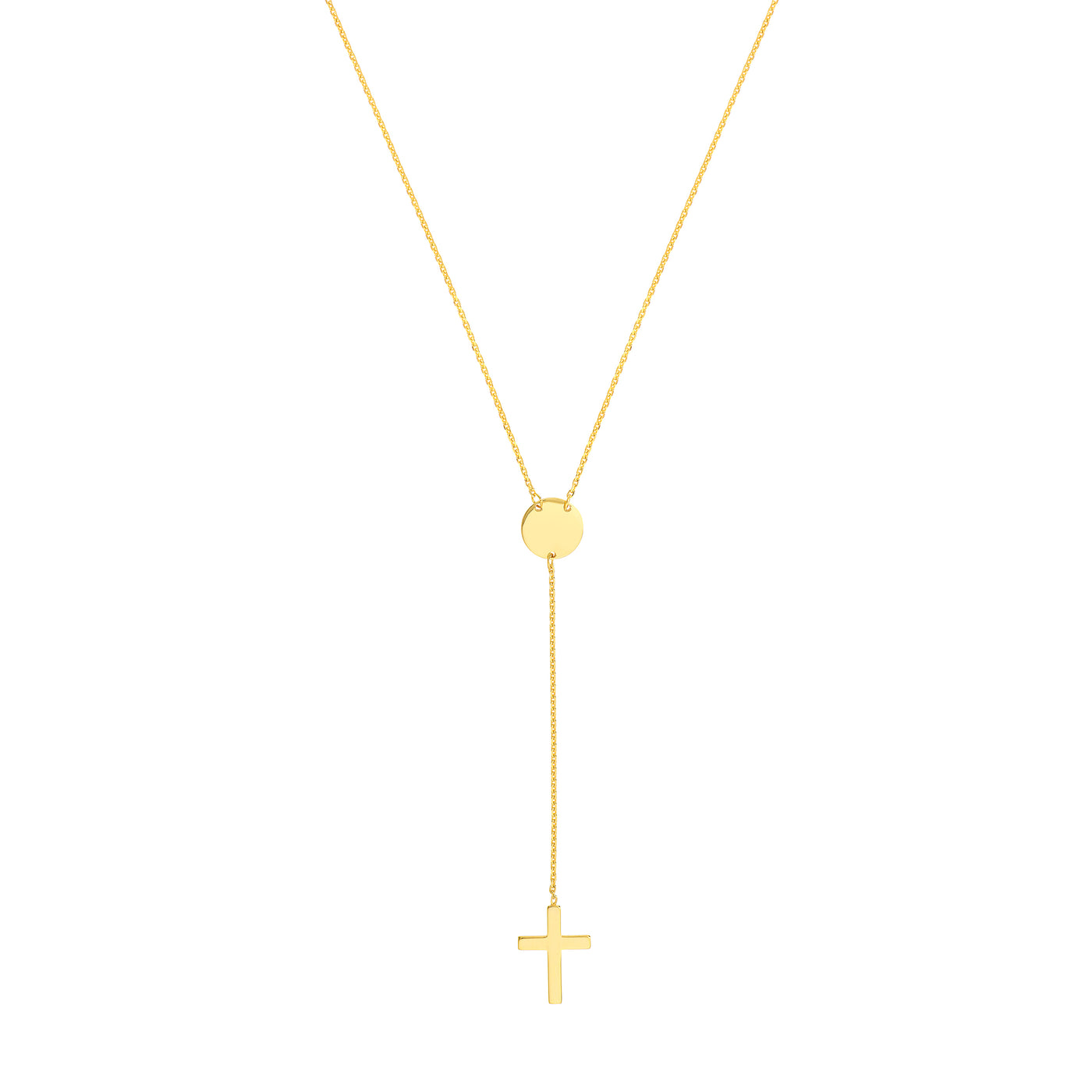 Cross Lariat Necklace with Disc