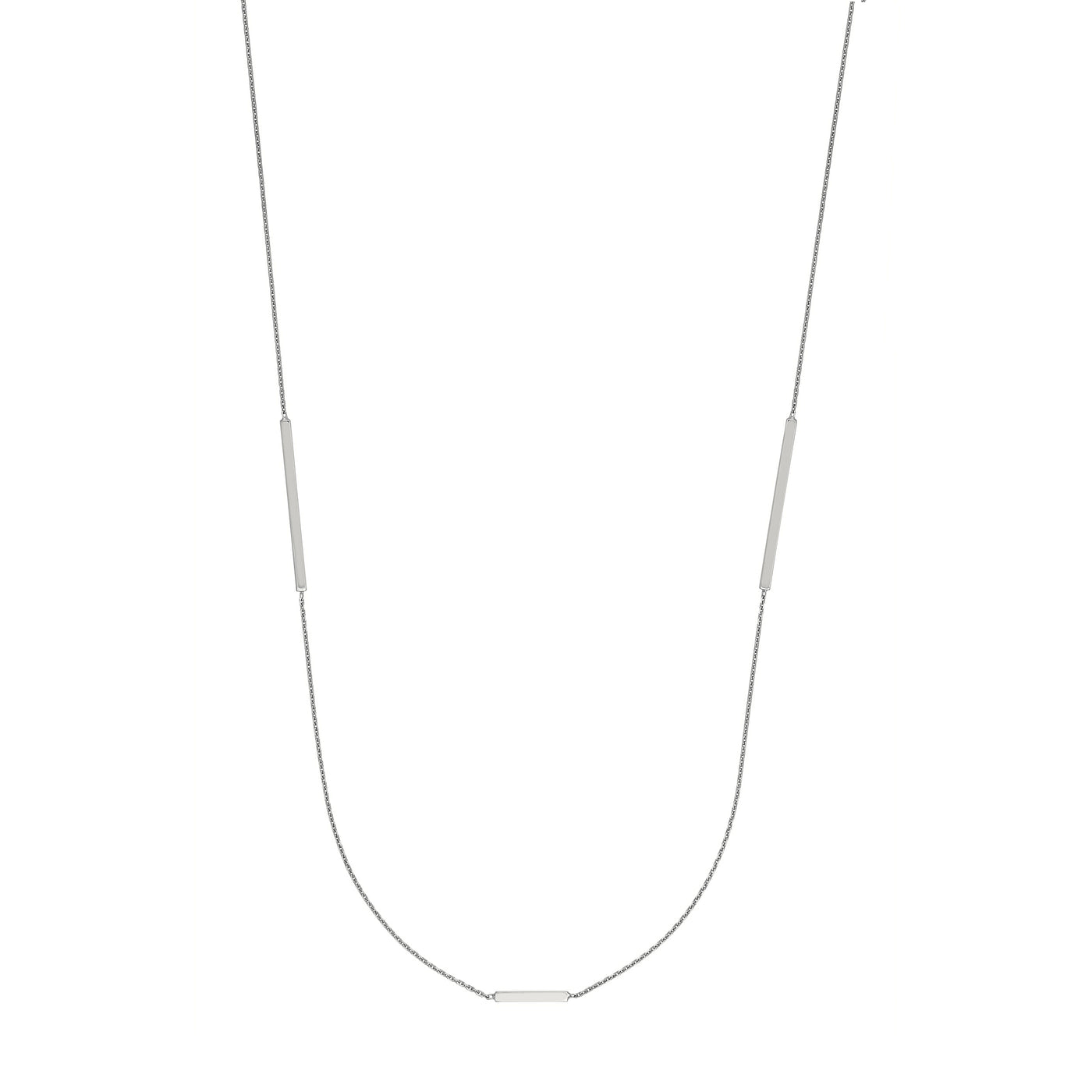 Sterling Silver Staple Bar Station Long Necklace