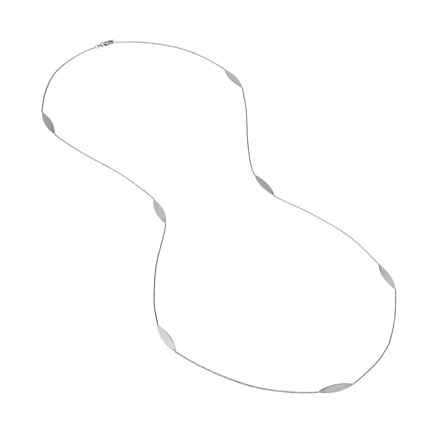 Sterling Silver Marquise Station Long Necklace