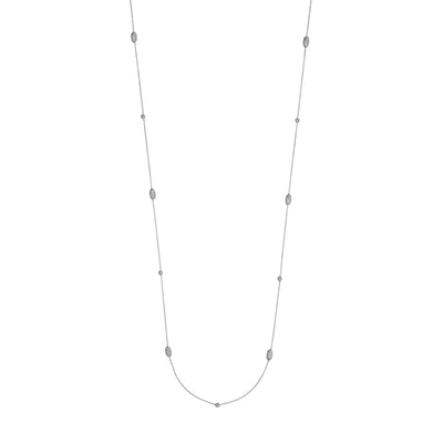 Sterling Silver Diamond-Cut Bead Station Long Necklace