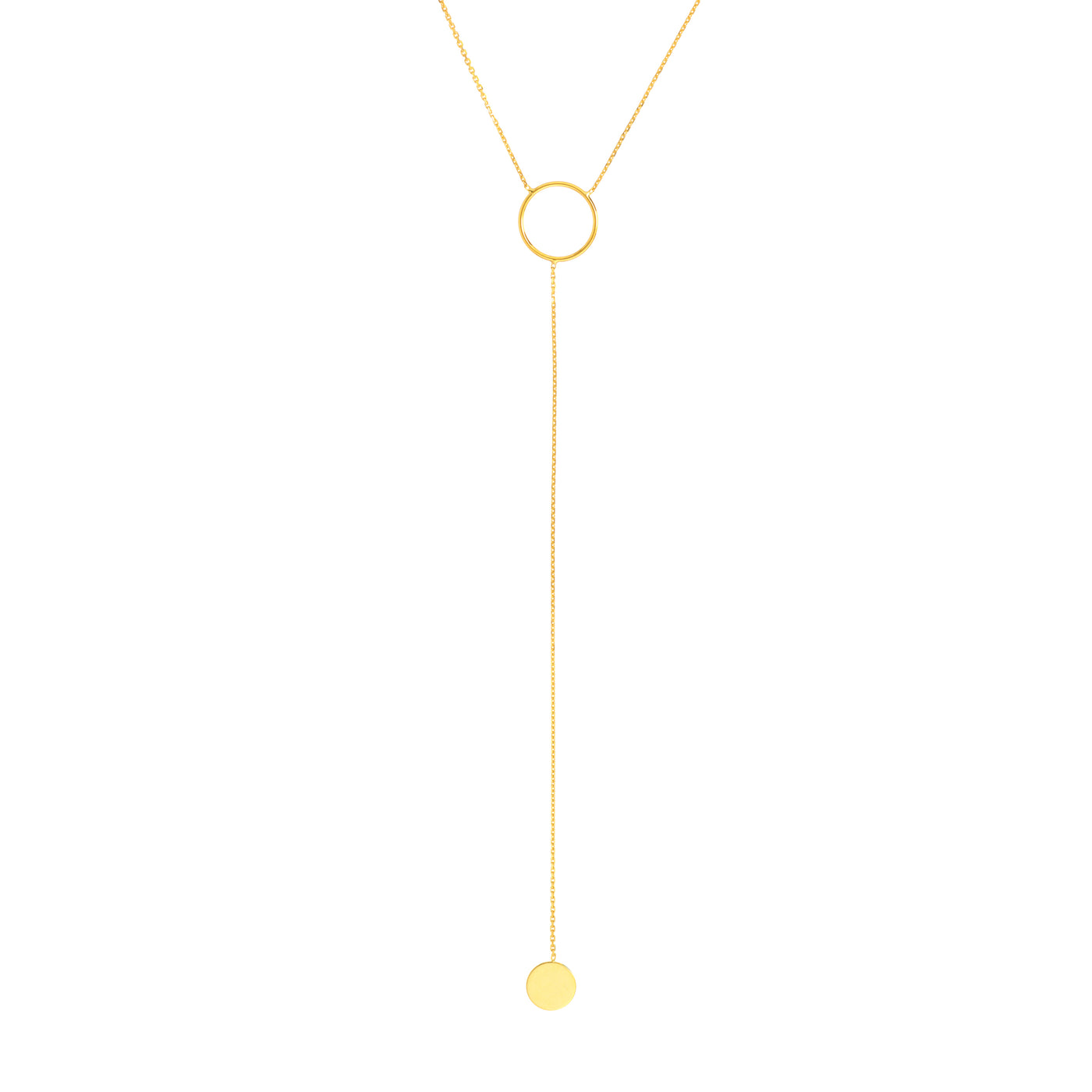 Circle and Engravable Disc Lariat Necklace