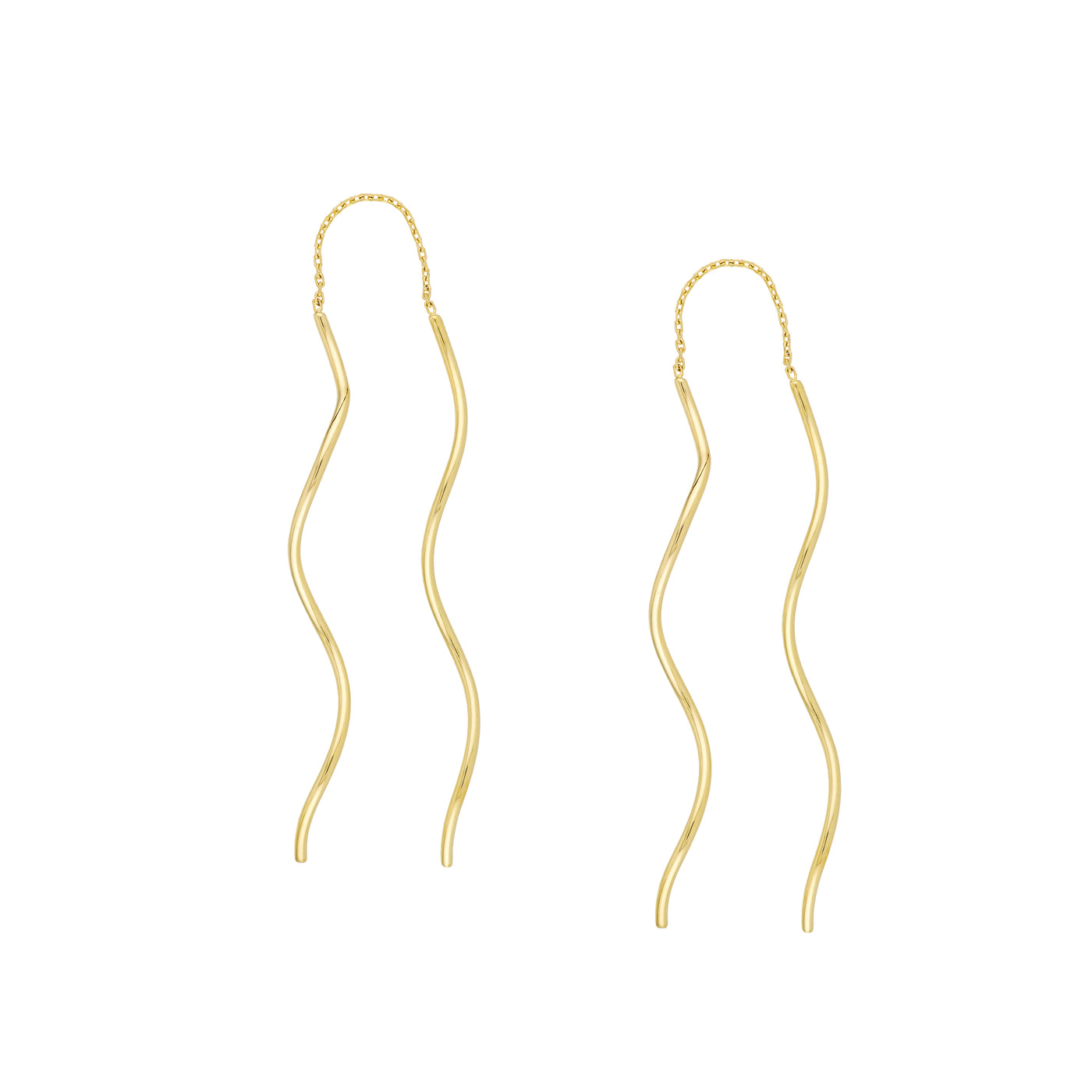 Wavy Tube and Chain Threader Earrings
