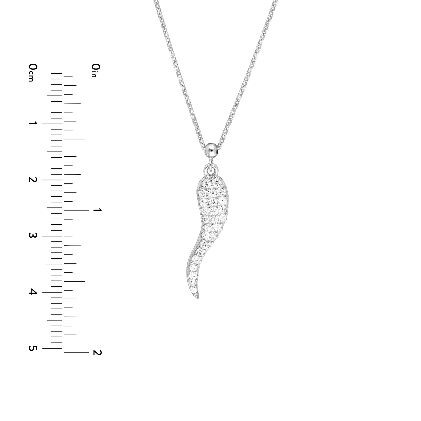 Sterling Silver CZ Italian Horn Adjustable Necklace