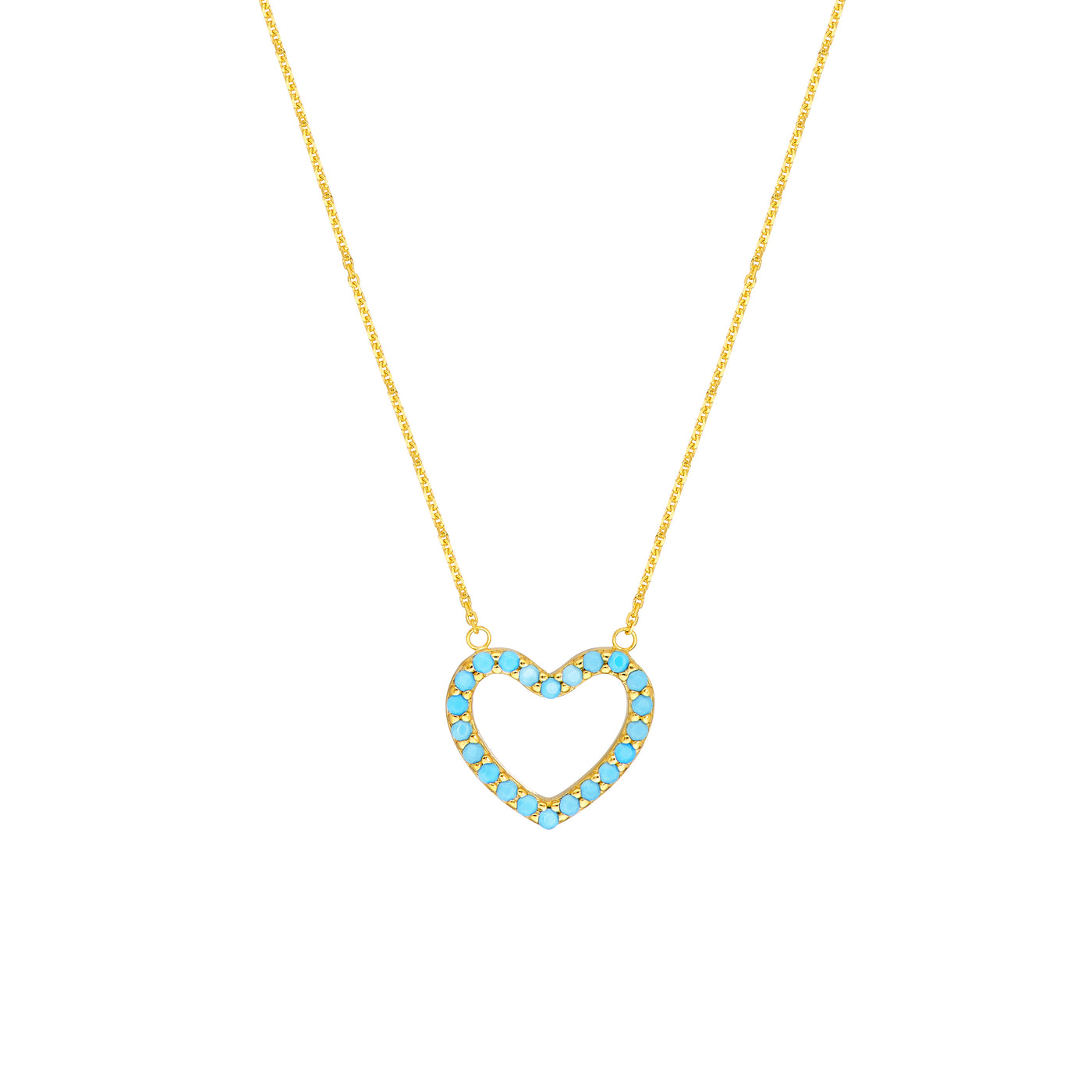 Simulated Turquoise Open Heart Adj. Necklace