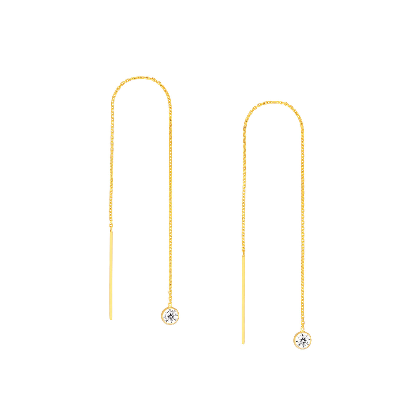 Bezel Set CZ Threader Earrings