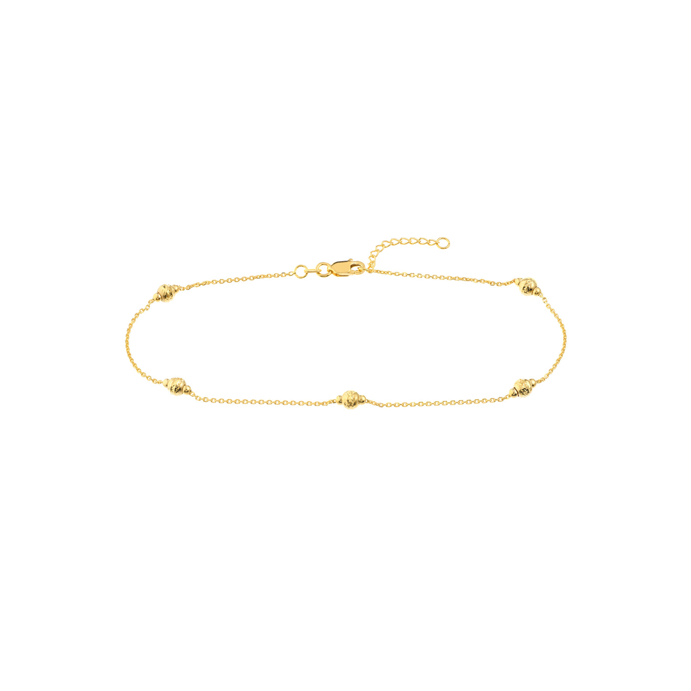D/C and Mini Polished Bead Adjustable Anklet
