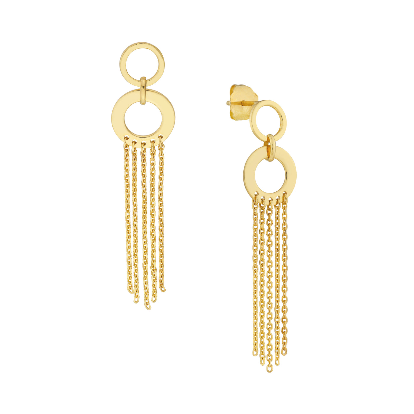 Door Knocker Earrings with Fringe Chain