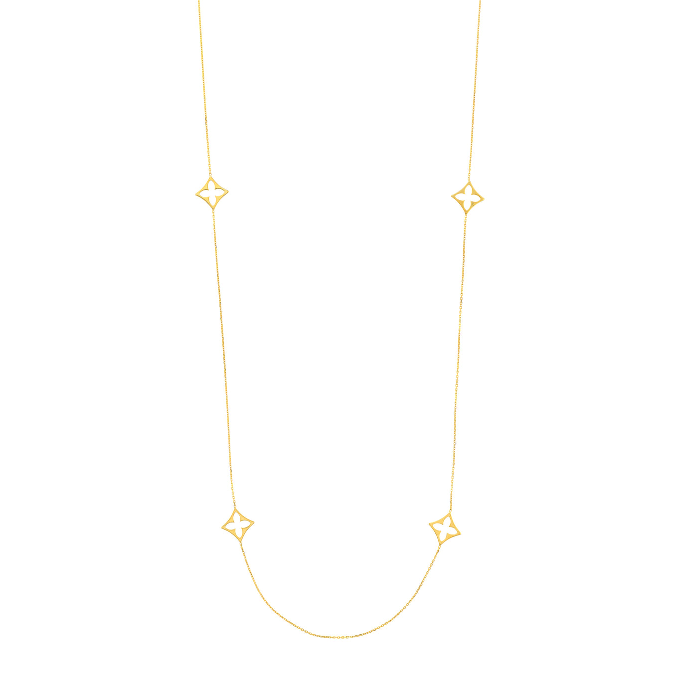 Long Chain Necklace with Floral Stations