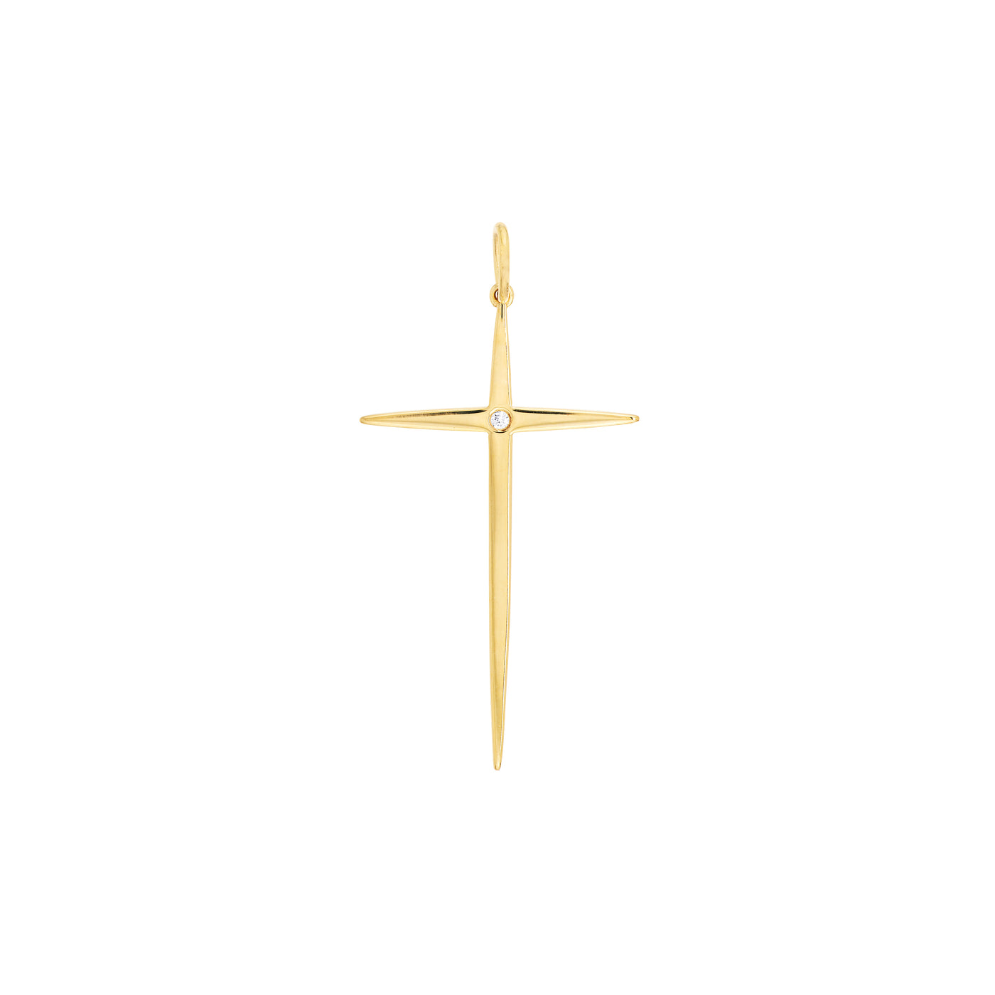 Pointed Cross Pendant with 1pt Diamond