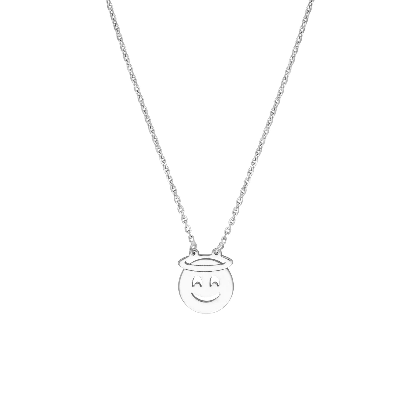 Sterling Silver Angel Emoji Adjustable Necklace