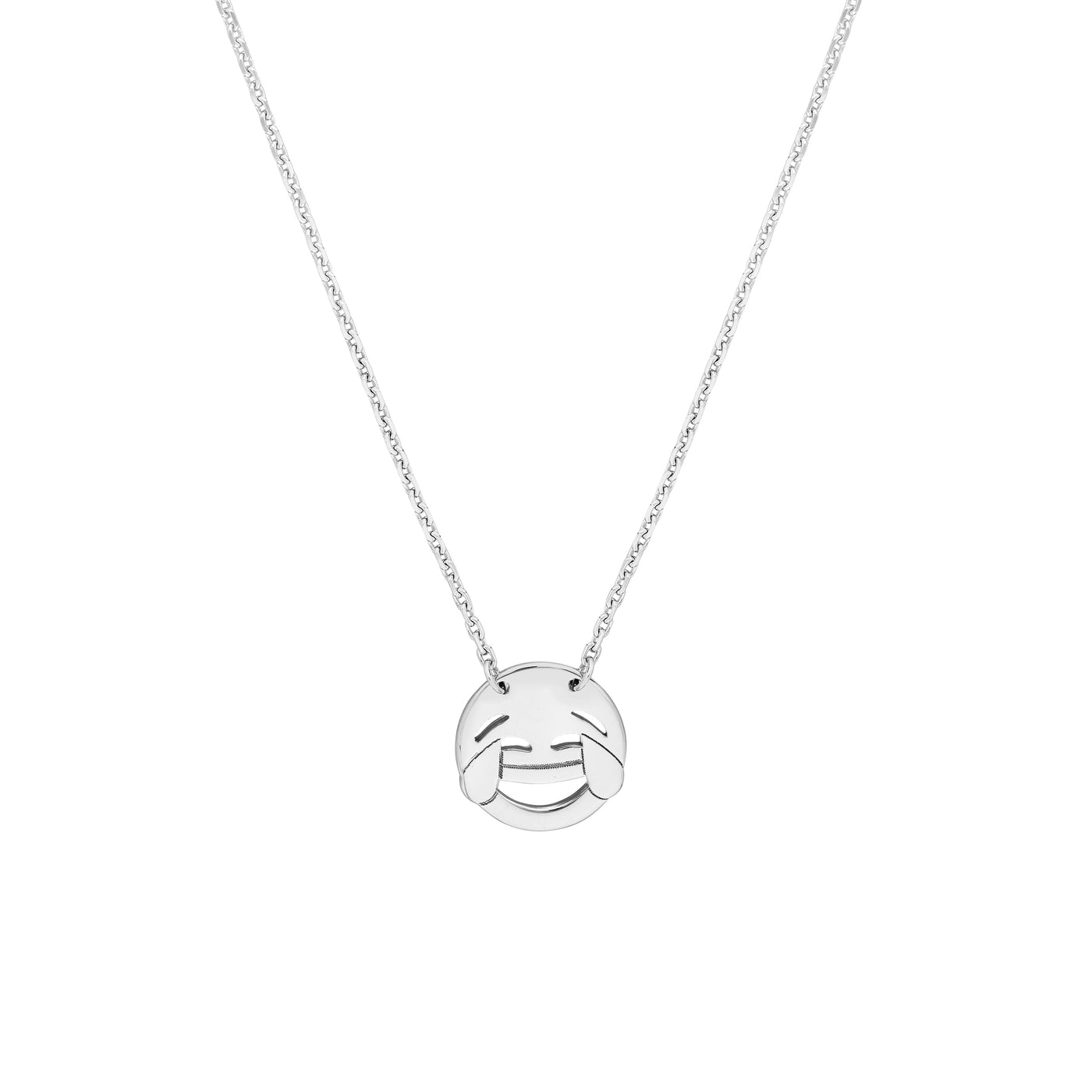 Sterling Silver Laughing Emoji Adjustable Necklace