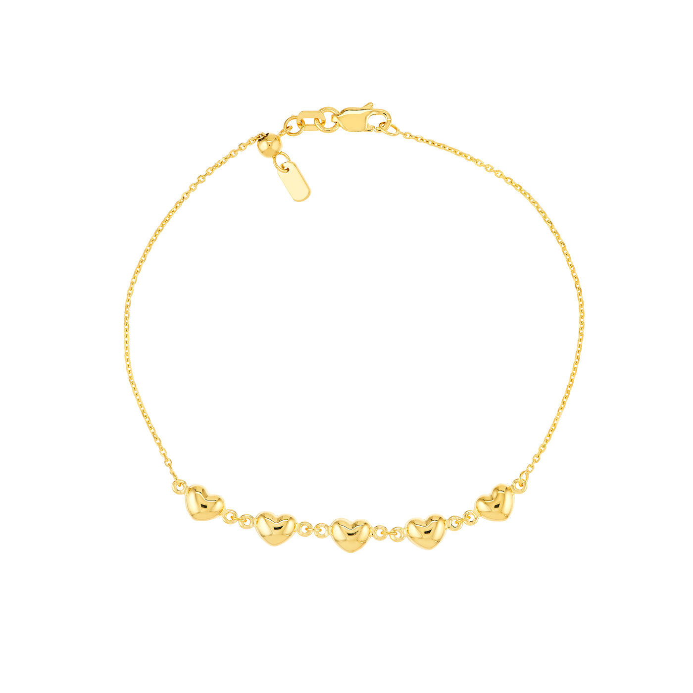 Puffed Heart Station Adjustable Bracelet