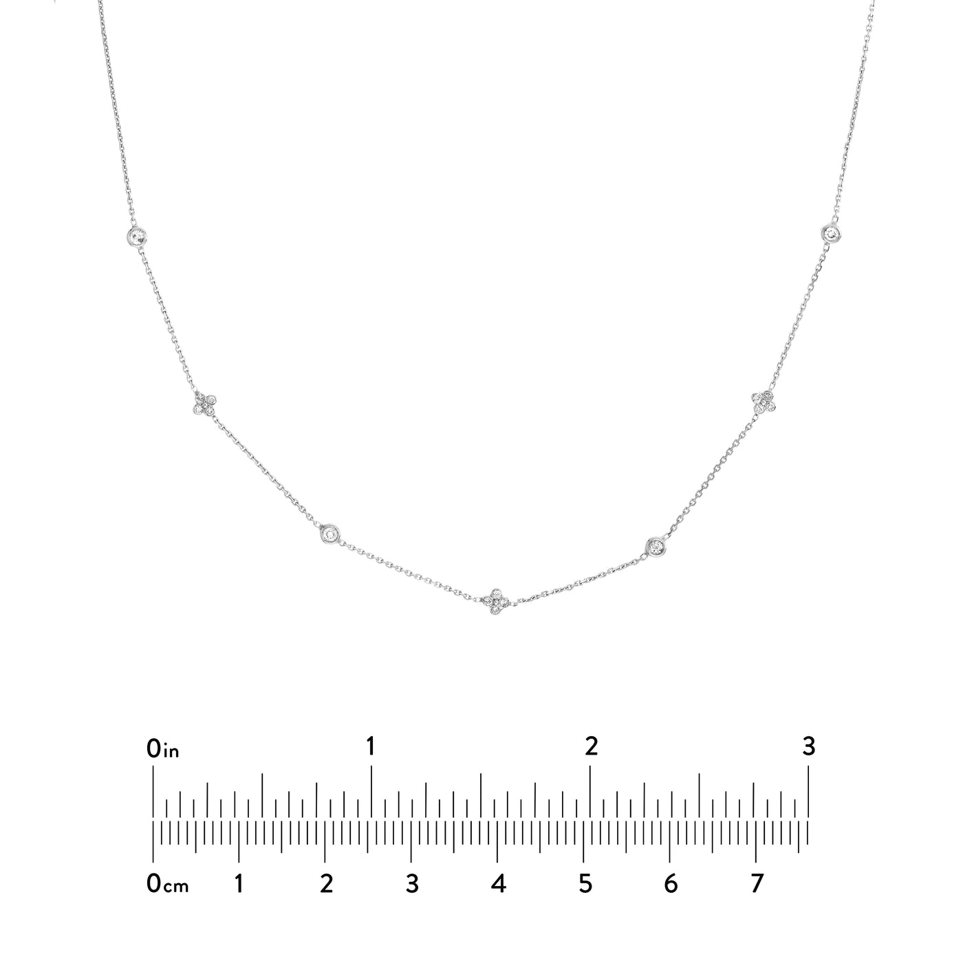 Diamond Bezel and Cluster Stations Necklace