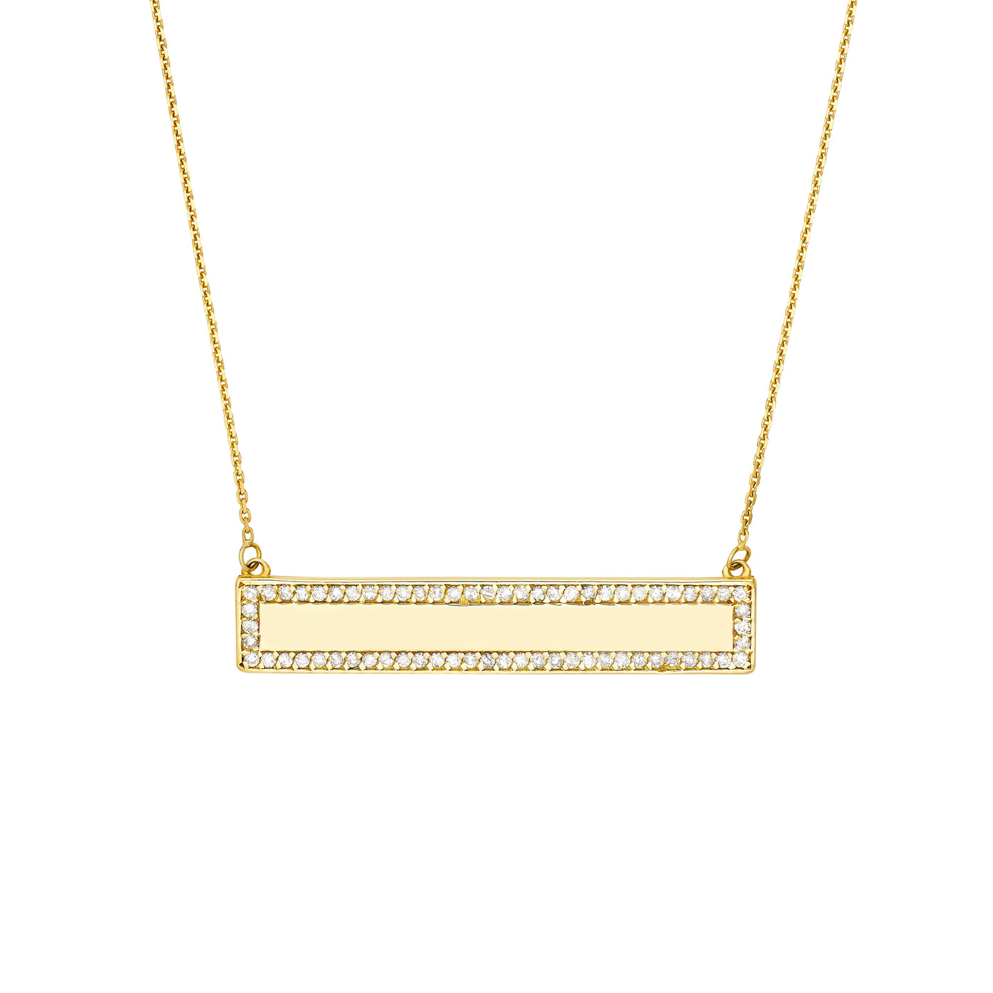 Engravable Bar Necklace with 1/3tcw Diamond Border