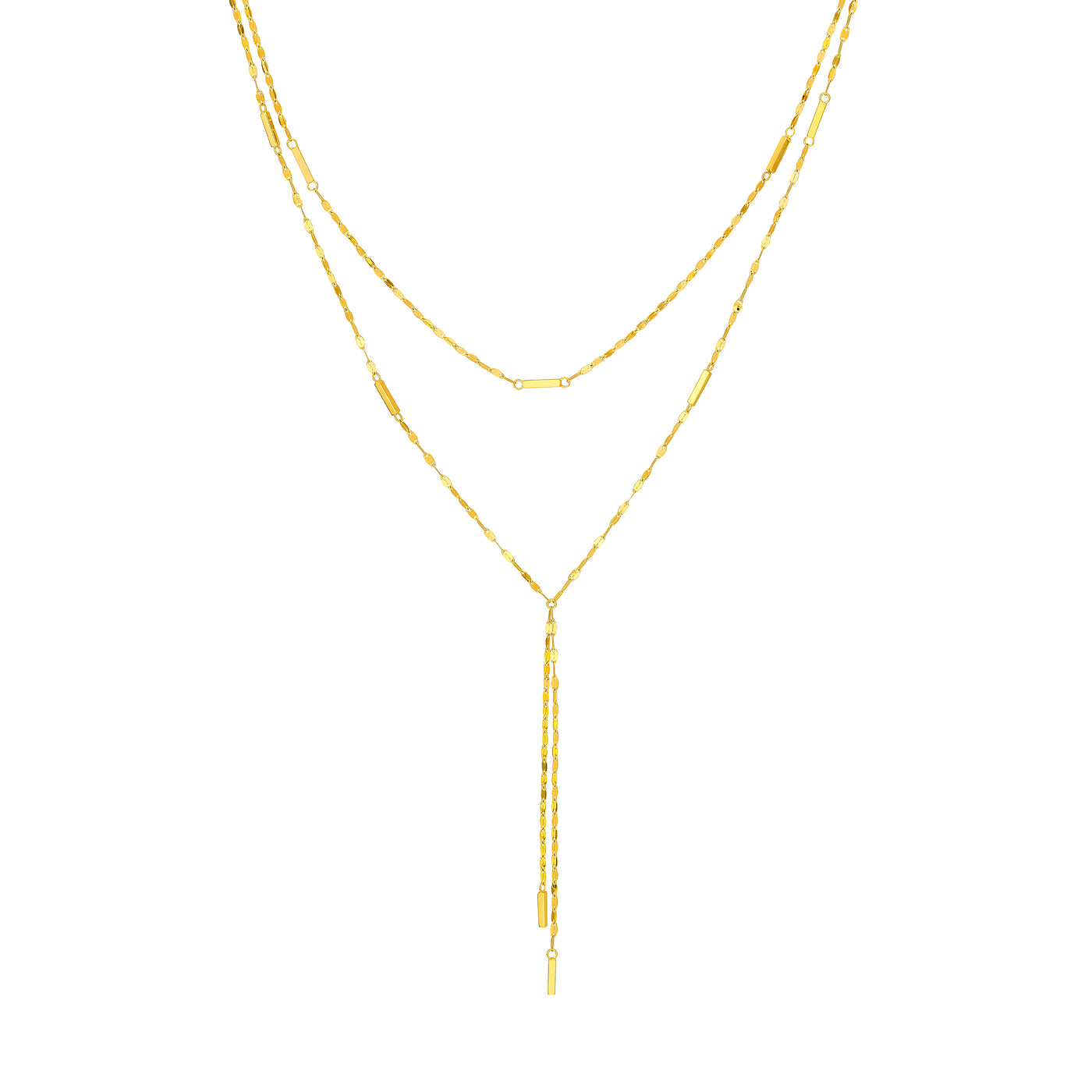 Double Stranded Hammered Bar Dangle Necklace