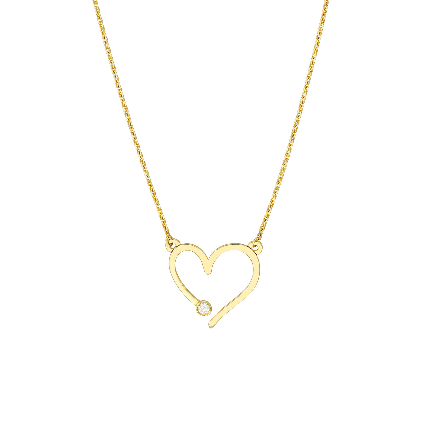 Open Heart with Diamond Adjustable Necklace
