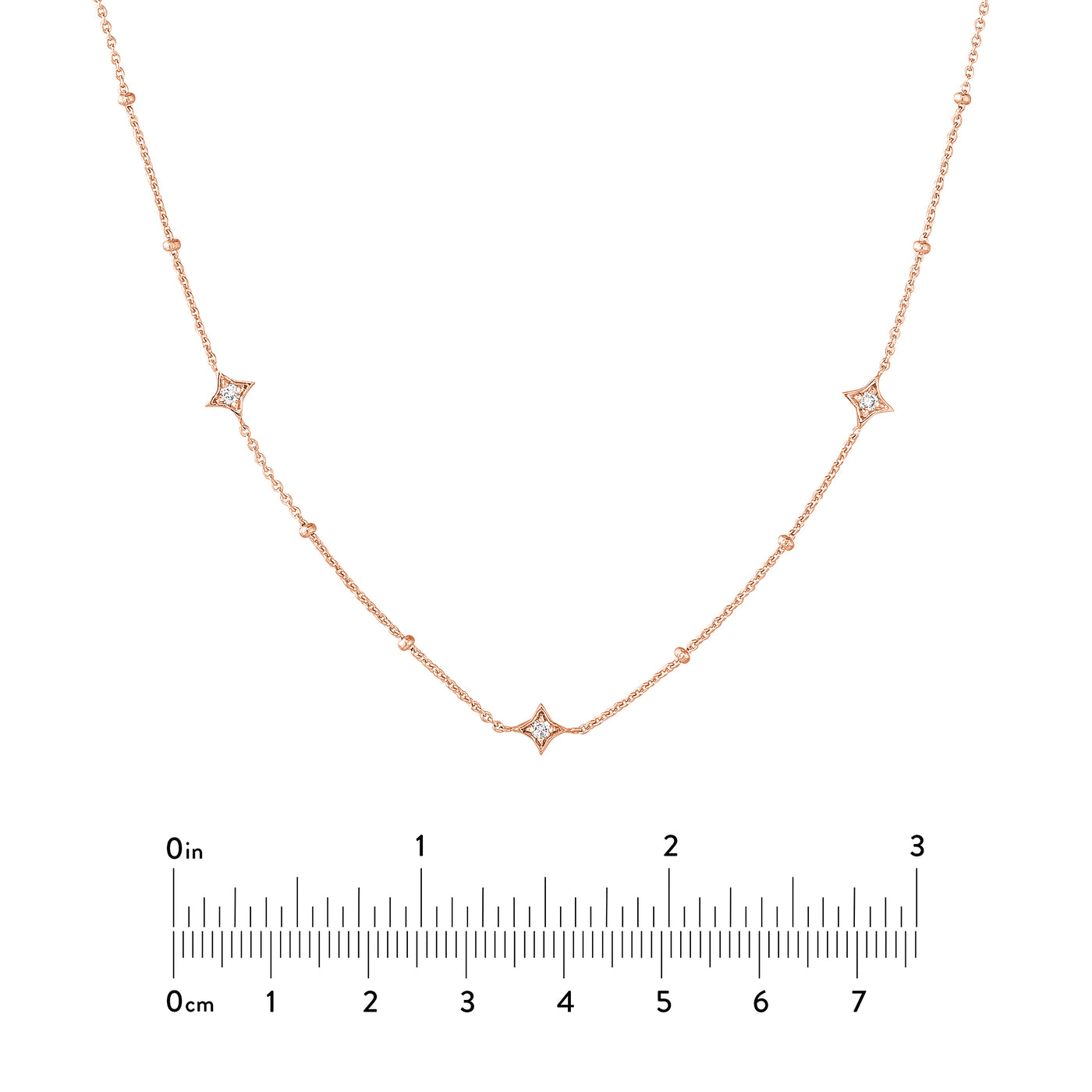 Diamond Star Bezels and Beads Necklace