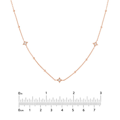 Diamond Star Bezels and Beads Necklace