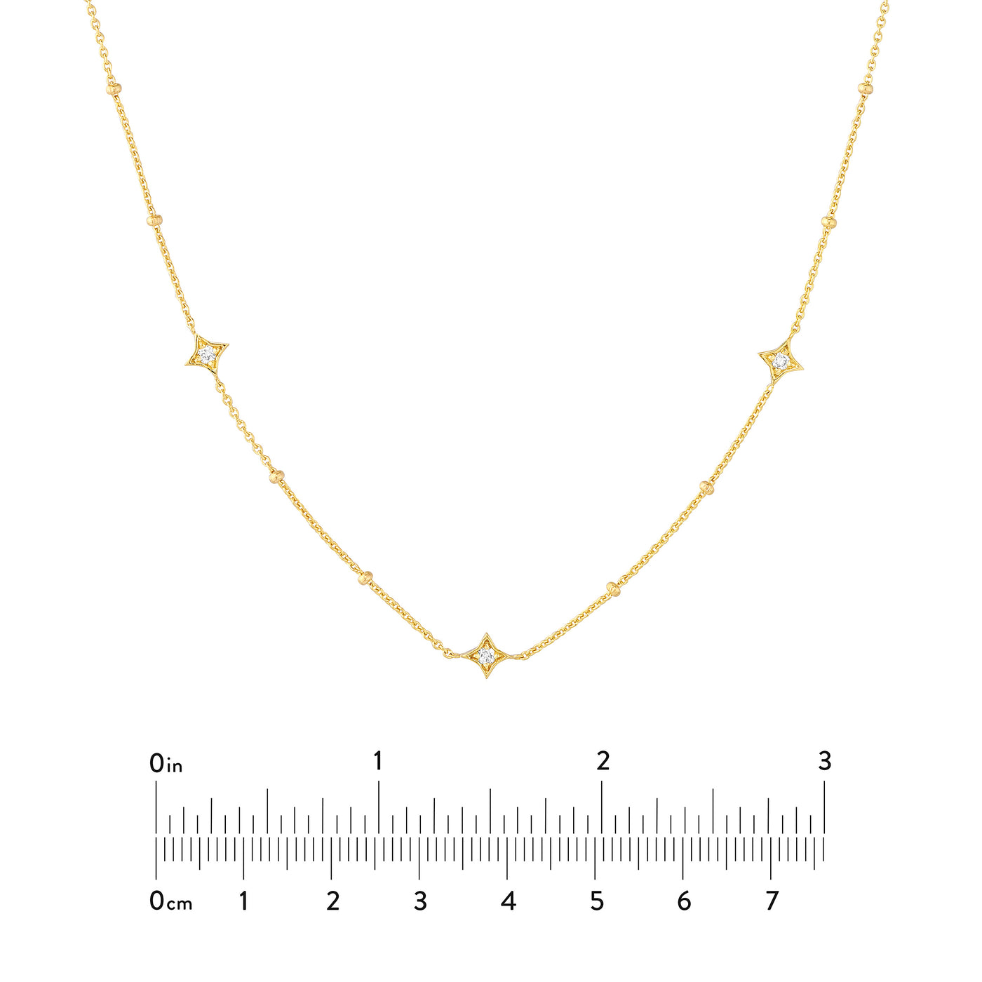 Diamond Star Bezels and Beads Necklace