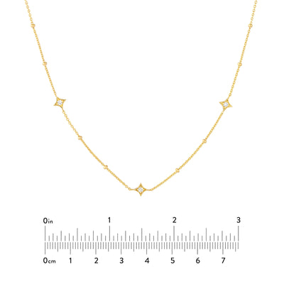 Diamond Star Bezels and Beads Necklace