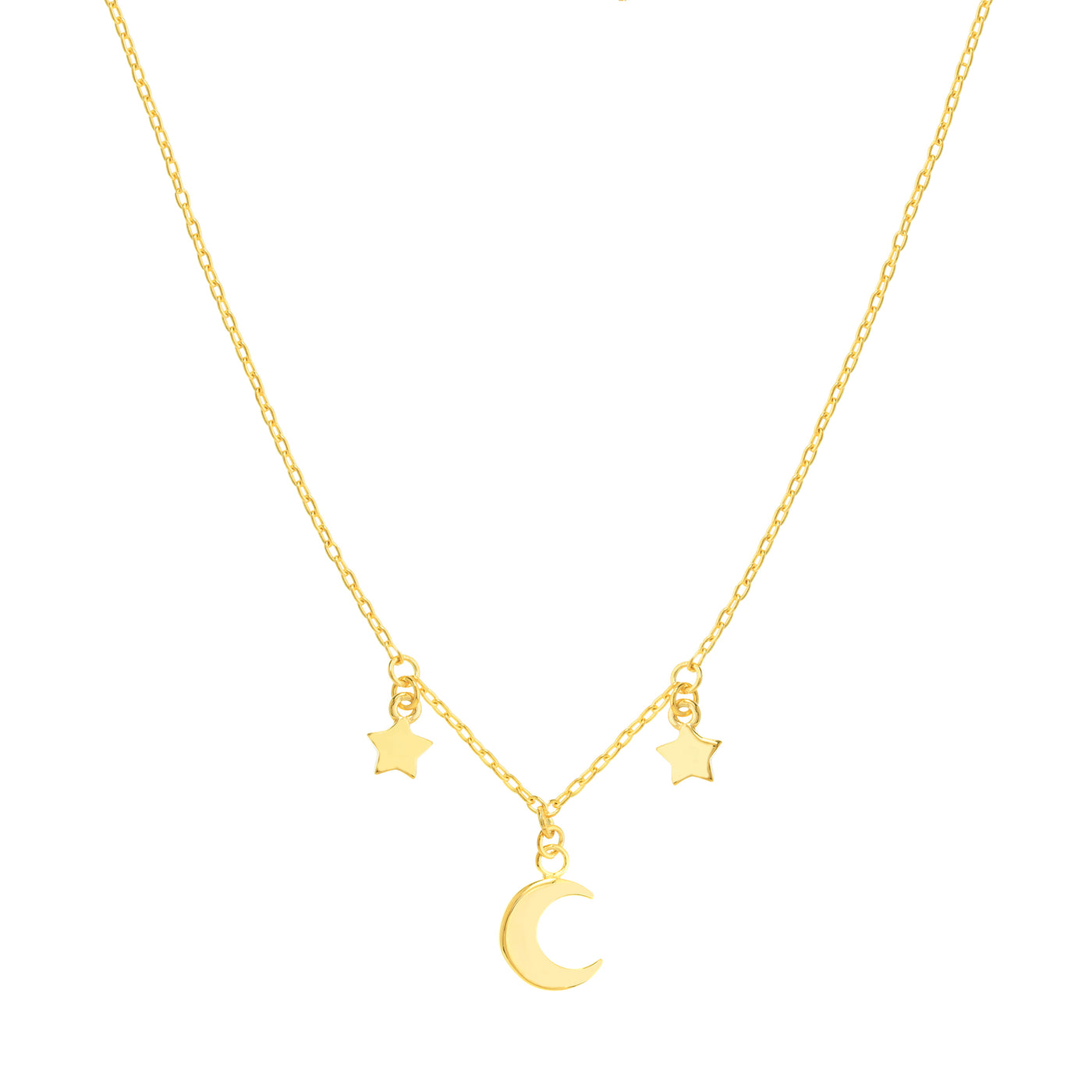 Crescent Moon and Star Drops Necklace