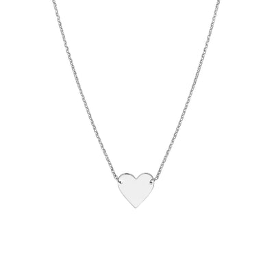 Plated Sterling Silver Polished Heart Necklace