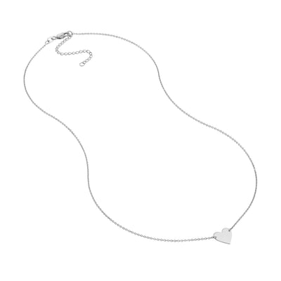 Plated Sterling Silver Polished Heart Necklace