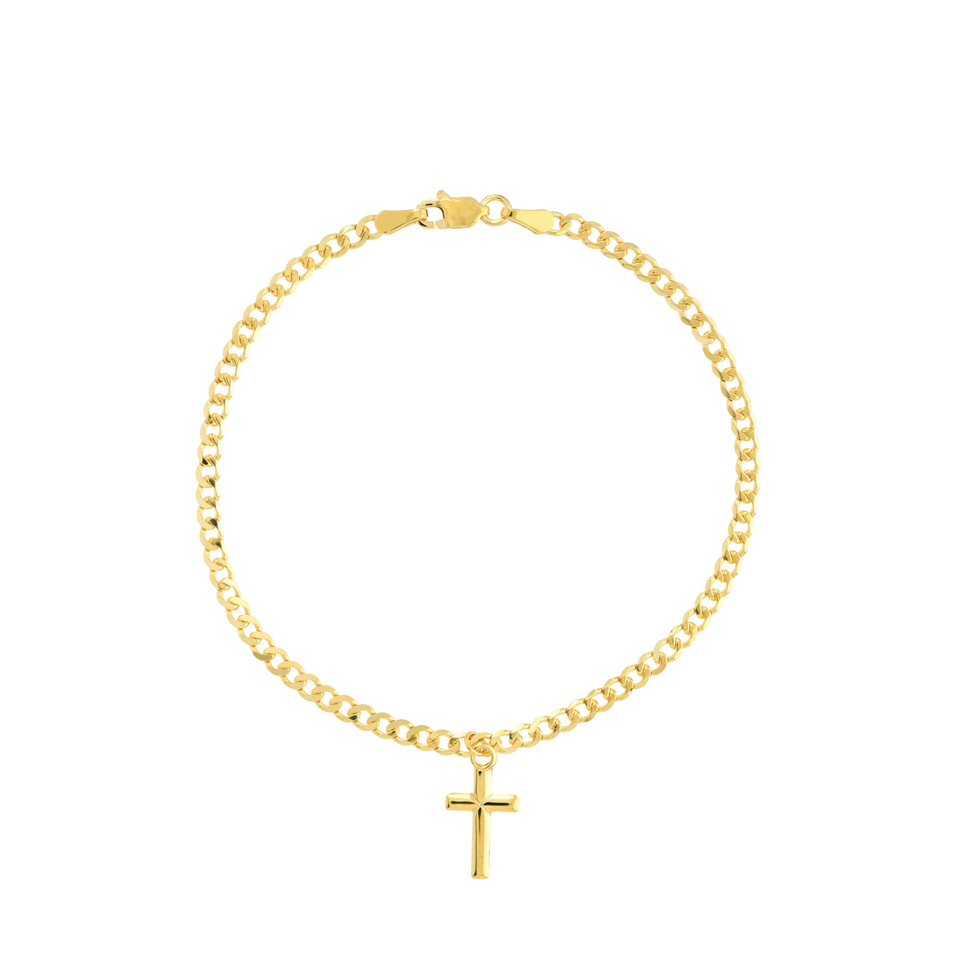 Cross Dangle Curb Chain Adj. Bracelet