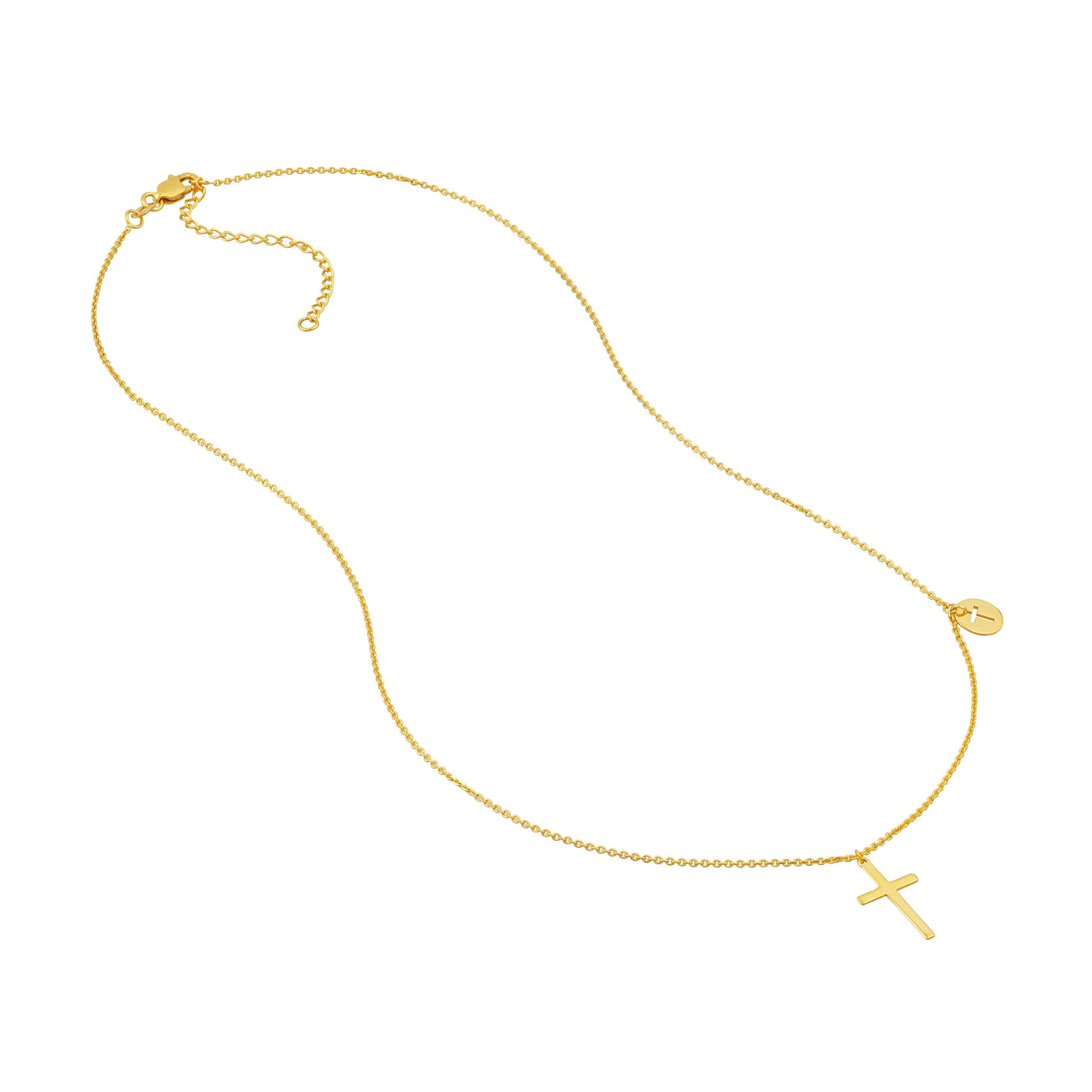 Cross Necklace with Cutout Cross Disc Dangle