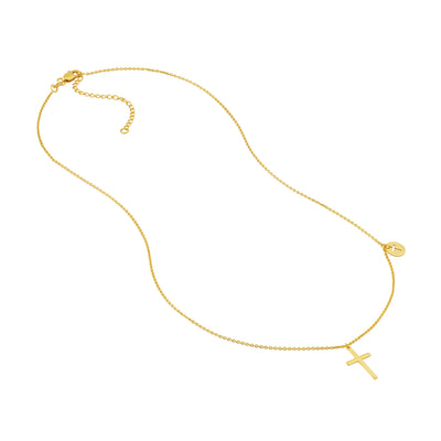 Cross Necklace with Cutout Cross Disc Dangle