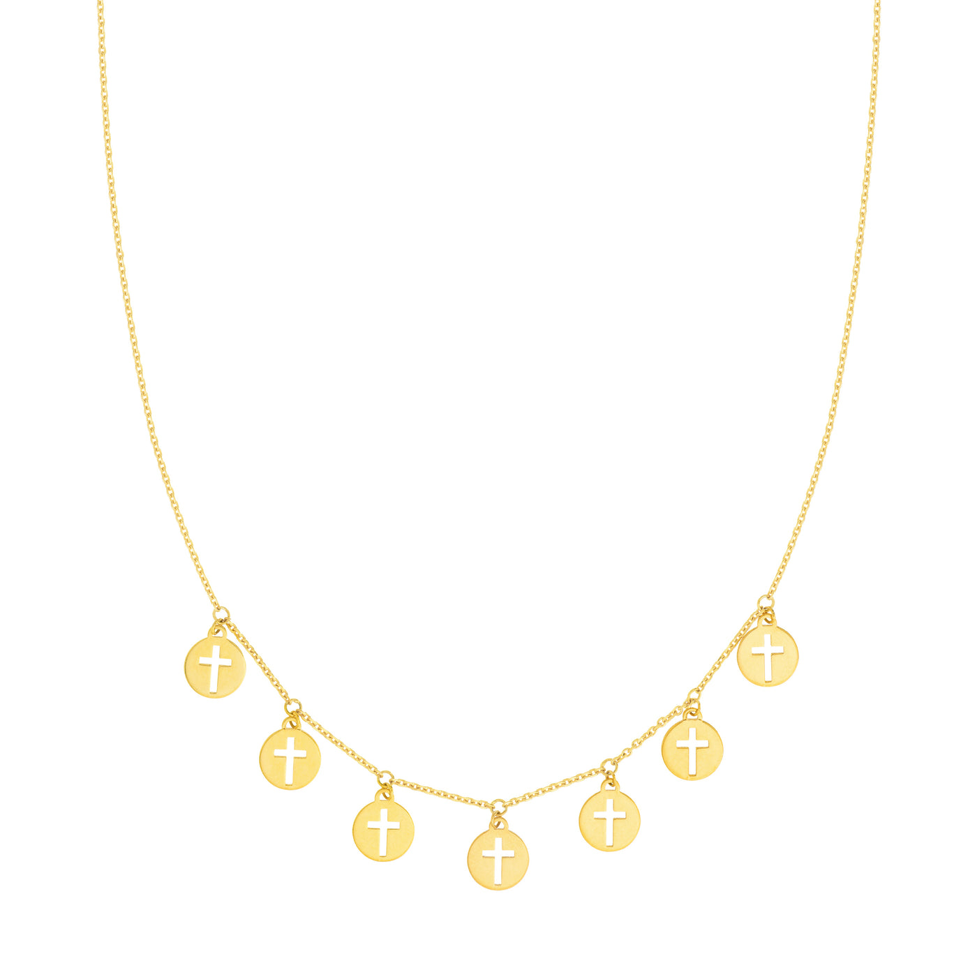Cross Cutout Disc Dangles Adj. Necklace