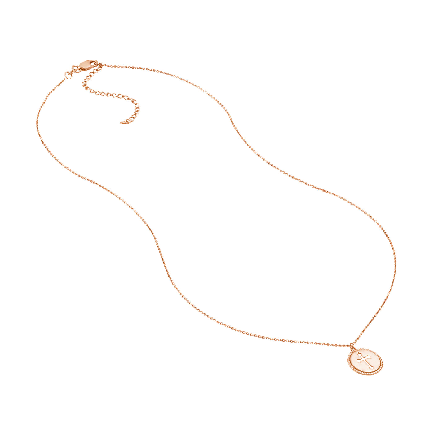 Cross Cutout Beaded Medallion Necklace