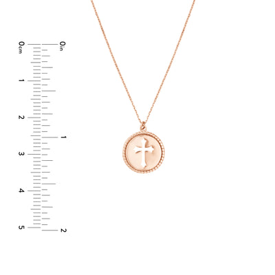 Cross Cutout Beaded Medallion Necklace