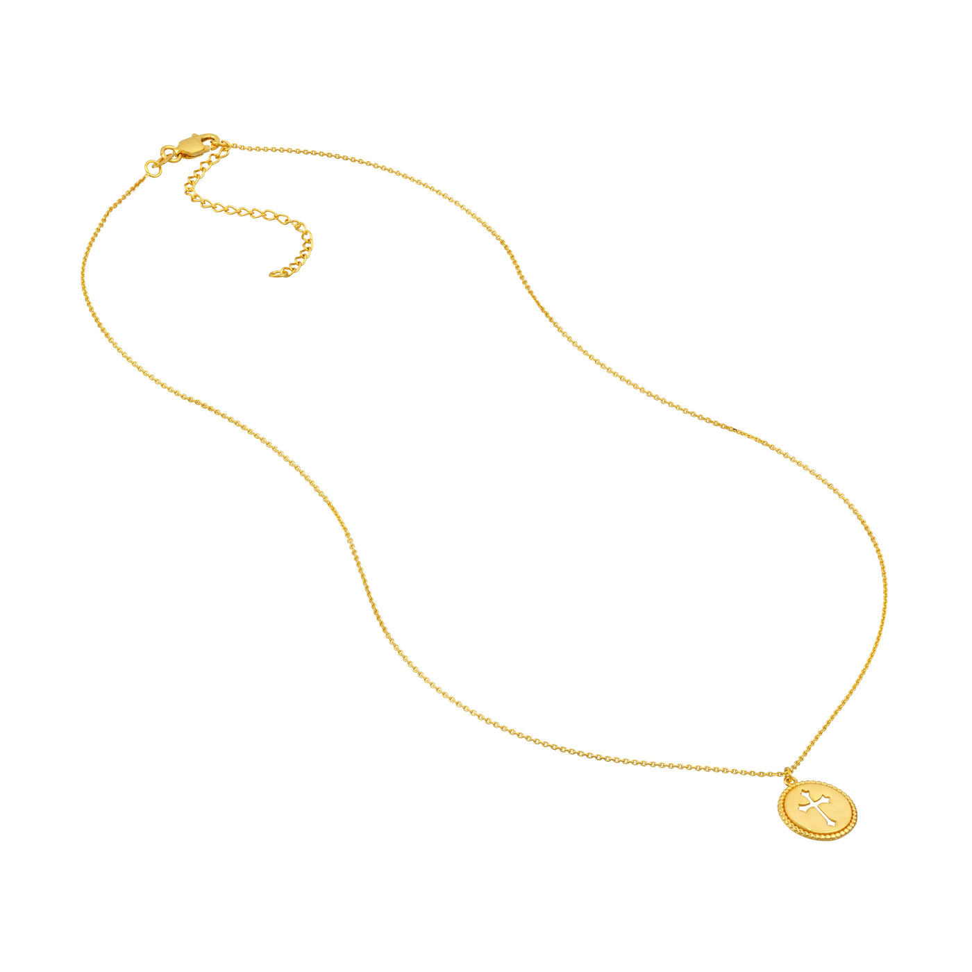 Cross Cutout Beaded Medallion Necklace